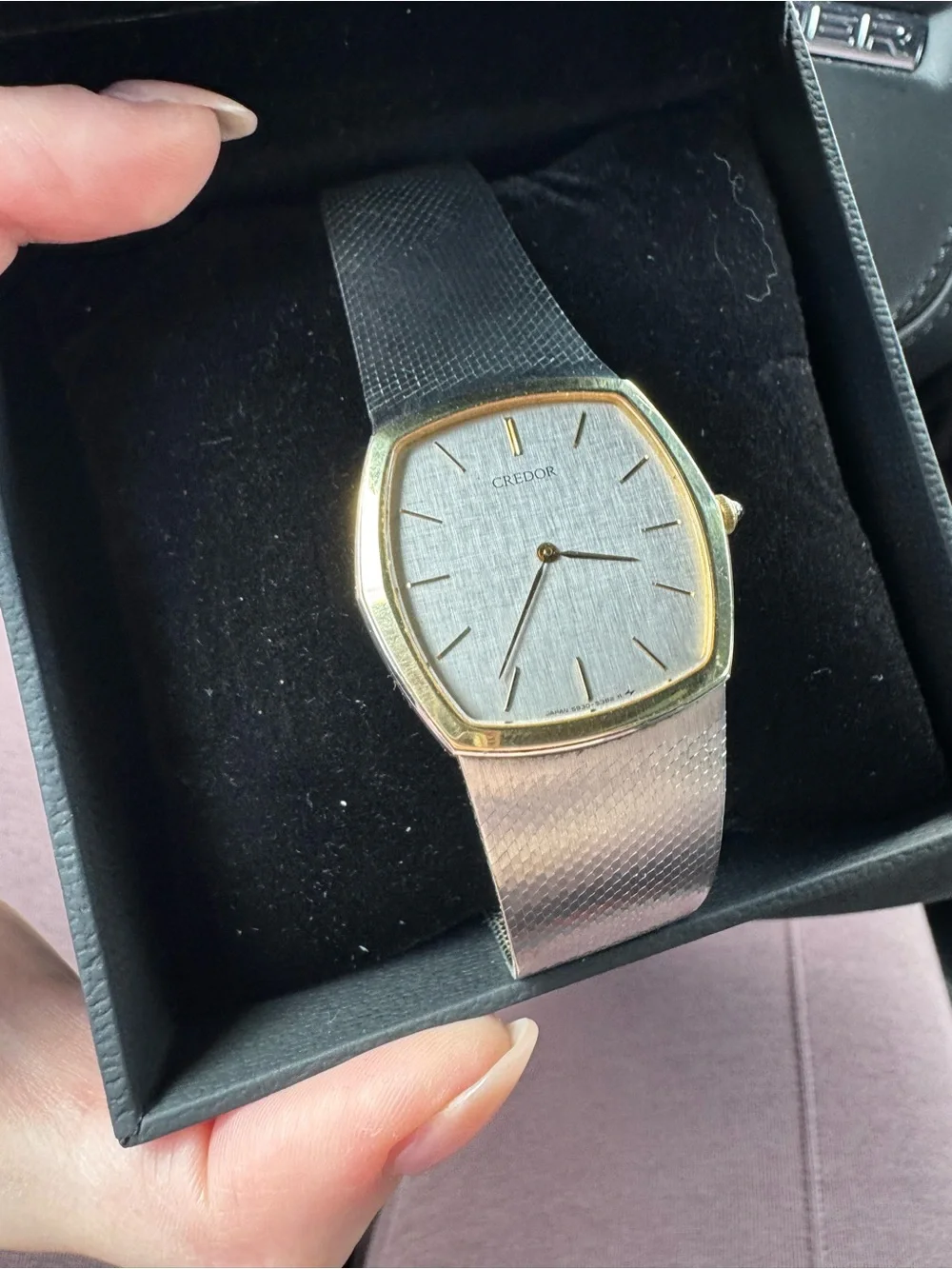 Credor 14k Gold Watch with Stainless Integrated Mesh Strap